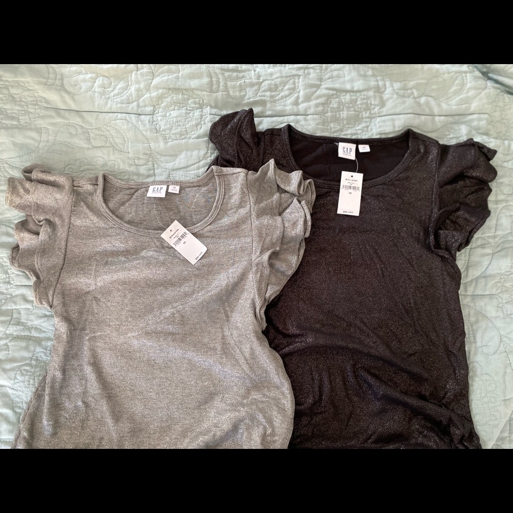 2) GAP Maternity Flutter Sleeve Tops